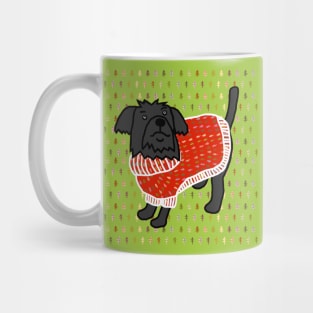 Cute Dog Winter Christmas Tree Sweater on Pattern Mug